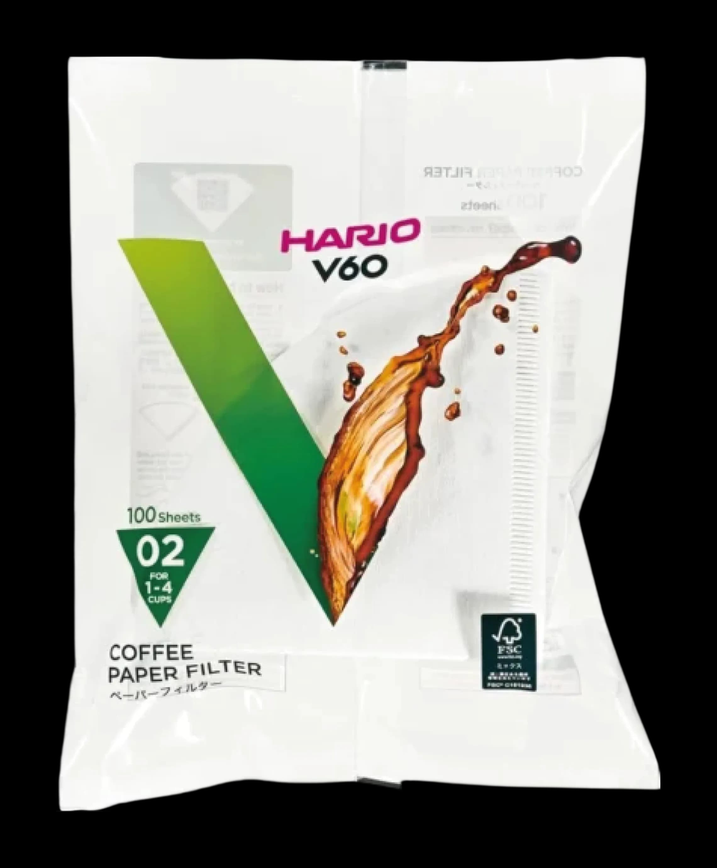 فلتر هاريو V60  مقاس 02 ابيض 100 ورقة